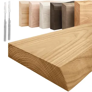 LAMO Manufaktur Wandregal Holz Baumkante | Regal Farbe: Rustikal | Invisible: Schweberegal | 80 cm