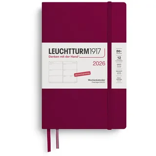 Dörr  LEUCHTTURM1917 372535 Wochenkalender Paperback (B6+) 2026, 12 Monate, Port Red, Deutsch