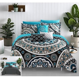 Chic Home Mornington Wende-Bettwäsche-Set, King-Size-Bett (10-teilig), Mornington – Boho-Paisley-Mikrofaser-Bettwäsche – Schmusetuch, Kissenbezüge, Spannbetttuch, Bettlaken und dekoratives Kissen,