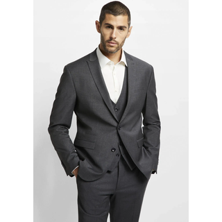 Anzug CINQUE "CICASTELLO", Herren, Gr. 54, N-Gr, grau (anthrazit), Web, Obermaterial: 53% Polyester, 43% Schurwolle, 4% Elasthan, unifarben, Basic, Anzüge Anzug, mit Powerstretch