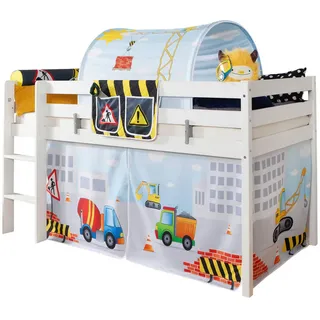 Mid.you Hochbett , Weiß , Holz , Birke,Kiefer , Schichtholz,massiv , Höhe ca. 16 cm , 90x200 cm , für Rollrost geeignet , Babymöbel & Kindermöbel, Kinderzimmer & Jugendzimmer, Kinderbetten, Hochbetten