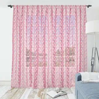 ABAKUHAUS Abstrakt Wandteppich, Kreative und asymmetrische Runde Geometrische Formen vertikal angeordnet, Wohnzimmer Schlafzimmer seidiges Satin Wandtuch, 240 cm x 274 cm, Getrocknete Rose Coral - Rosa