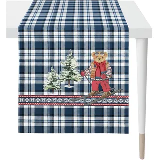 Tischläufer APELT "5802", blau, B:48cm L:140cm, Baumwolle, Polyester, Tischdecken, Tischläufer