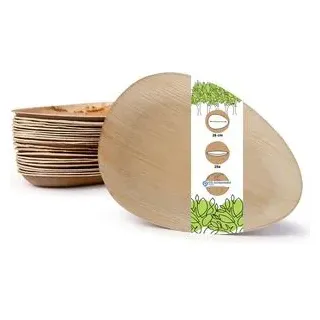 BIOZOYG Einwegteller 25 Stück 26 cm tropfenförmig - Palmblatt Teller Teller Gartenparty kompostierbar - Einweg Partygeschirr nachhaltig, Alternative zu Plastiktellern