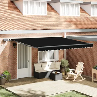 vidaXL Ausziehbare Markise Schwarz 400 x 300 cm Stoff und Aluminium - Schwarz