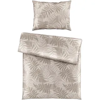 Bio:Vio Bettwäsche , Beige , Textil , Blätter , 140x200 cm , pflegeleicht, atmungsaktiv, hautfreundlich, schadstoffgeprüft , Heimtextilien, Bettwäsche & Leintücher, Bettwäsche, Satin-Bettwäsche