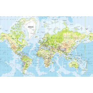 Papermoon Fototapete »WELTKARTE-ABSTRAKT 3D DESIGN TAPETE XXL POSTER WANDBILD«, bunt