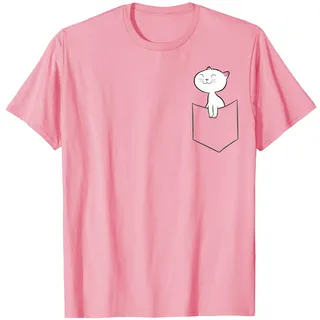 Süße Katze in der Tasche Süßes Taschen Katzen T-Shirt, Herren, Rosa, L