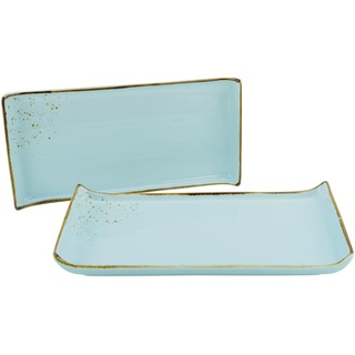 CreaTable Servierplatte Pastellblau, Keramik, 2-teilig, rechteckig, 16.5x33 cm