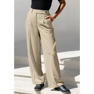 LASCANA "mit weitem Bein aus weicher und leichter Webware" Sommerhose im Business-Look, elegante Anzughose mit Taschen, sand