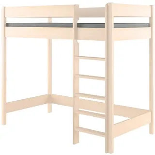Lukdom Hochbett Hugo 140x70 naturweiß mit Matratze , Naturfarben , Holzwerkstoff , 70x140 cm , Babymöbel & Kindermöbel, Kinderzimmer & Jugendzimmer, Kinderbetten, Hochbetten