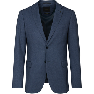 Sakko BUGATTI, Herren, Gr. 58, blau (dunkelblau), 65% Polyester, 30% Viskose, 5% Elasthan, slim fit, Manschette, Sakkos Sakko, mit moderner Passform