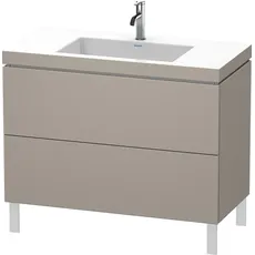 Duravit L-Cube Möbelwaschtisch c-bonded mit Unterbau bodenstehend, 100x48 cm, 2 Auszüge, ohne Überlauf, 1 Hahnloch, Farbe: Terra Matt