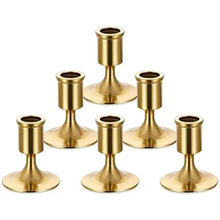 Sziqiqi Kerzenständer Stabkerzenhalter Gold für Hochzeitstisch Deko - Kerzenhalter Dekorative kerzenleuchter für Mantel Kamin Wohnzimmer Tischdeko, 6 Stück, Stil 1