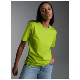T-Shirt TRIGEMA "TRIGEMA T-Shirt DELUXE Baumwolle", Damen, Gr. XL, gelb (lemon), Single Jersey, 100% Baumwolle, Basic, lang, Rundhals, Shirts T-Shirt