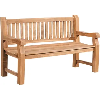 CLP Teakbank Jackson V2 Gartenbank mit Rückenlehne wetterfest stabil massiv,teak 150 cm - Braun