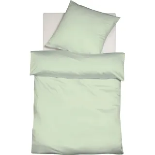 Bettwäsche FLEURESSE "Colours in 135x200, 155x220 oder 200x200 cm", grün (pastelgrün), B/L: 155cm x 220cm, 1 Stk., 1 Stk., Interlock-Jersey, B/L: 80cm x 80cm, 2 Stk., Interlock-Jersey, Obermaterial: 100% Baumwolle, Bettwäsche, Bettwäsche, Bettwäsche aus 100% Baumwolle, uni, mit Reißverschluss