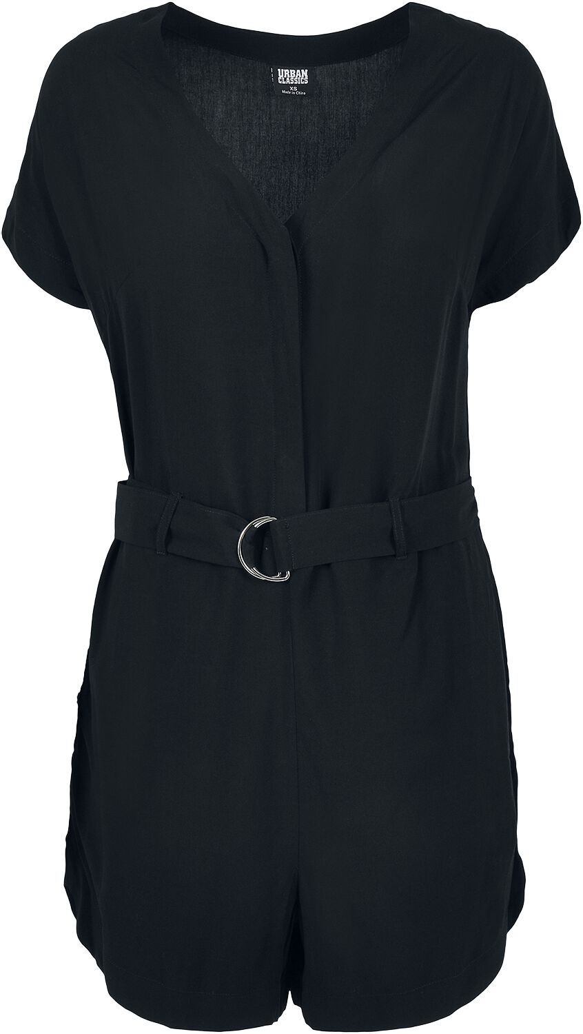 Bild von Ladies Short Black Viscose Belt Jumpsuit Jumpsuit schwarz