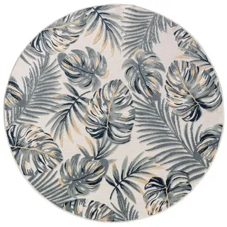 benuta Outdoorteppich Flora Multicolor ø 320 cm rund , Creme , Kunststoff , Floral , Rund , 320x320 cm , wasserabweisend , Teppiche und Böden, Teppiche, Outdoorteppiche