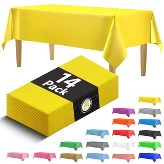 Einweg-Tischdecken aus Kunststoff, 137,2 x 274,3 cm, rechteckig, Kunststoff, Farben: Rot, Blau, Schwarz, Weiß, Grün, Gold, Pink, für drinnen und draußen. Ideal für Partys