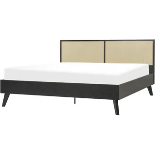 Beliani Bett Schwarz Naturmaterialien, 180x200 cm