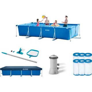 Intex Family pool - 450x220x84 cm - Metal Frame - Stahlrahmen - Blau - Mit Zubehör