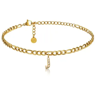 GD GOOD.designs Fußkettchen Gold mit Buchstaben wasserfest I Fußkette für Damen 18K vergoldet - verstellbar (22-27cm) - aus Edelstahl