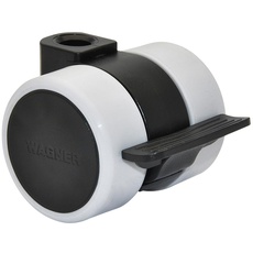 WAGNER Design Möbelrolle/Soft-Lenkrolle - LOGO - Durchmesser Ø 38 mm, Bauhöhe 40 mm, Feststeller, schwarz/grau, Tragkraft 70 kg - Made in Germany - 01024301