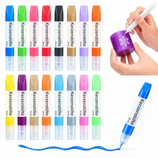 16 Stück Kerzenstifte, Kerzen Bemalen Set, Wachsstifte für Kerzen, je 10 ml | 16 Farben à 10 ml zum Bemalen, Verzieren und Gestalten von Kerzen; für Weihnachten, Geburtstag, Hochzeit, Taufe und Ostern