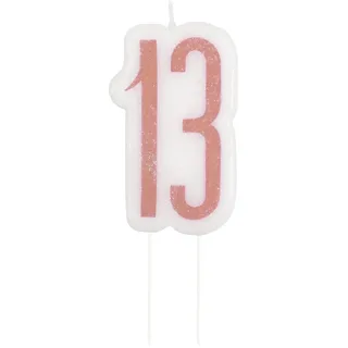 Unique Kerze zum 13. Geburtstag 84980 1 St. Glitzer-Roségold