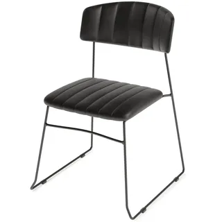 Mundo Stapelstuhl Schwarz, kunstleder gepolstert, feuerhemmend, 54x55x79cm (BxTxH), 53002 - Schwarz