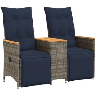 vidaXL Gartensofa 2-Sitzer mit Tisch 365 x 65 x 70 cm Grau