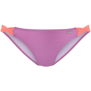 Bikini-Hose VENICE BEACH "Anna", Damen, Gr. 32, N-Gr, lila, Microfaser, Polyamid, kontrastfarbene Details, unifarben, Badehosen Bikini-Hose, mit geflochtenen Bändern