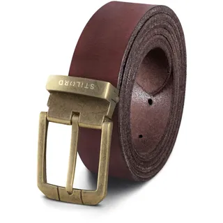 STILORD Ledergürtel Herren 80-130 cm Kürzbar Echtes Vintage Büffel-Leder Männer Schnalle, Farbe:cresto - braun | Schnalle antik - bronzen V, Größe:Universal 80-130 cm