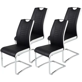 Hela Tische, 4er Set Schwingstuhl Tabea, Kunstleder Schwarz-Weiß,