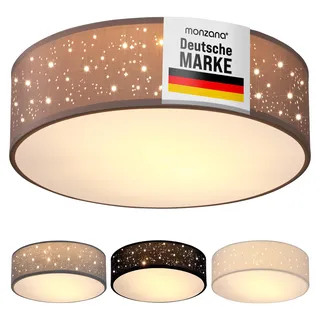 MONZANA® Deckenlampe Sternenhimmel Wohnzimmer Schlafzimmer E27 Taupe Rund 30cm Stoffschirm 1-Flammig 40W Küche Lampe Deckenleuchte Stoffdeckenlampe - Braun