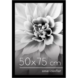 Americanflat 50x75 cm Bilderrahmen aus MDF-Holz mit bruchsicherem Plexi-Scheibe - 75x50 cm Fotorahmen mit integrierter Aufhängung - für vertikale oder horizontale Wandmontage - Schwarz