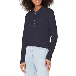 Tommy Hilfiger Damen Langärmeliges L/S Poloshirt, Sky Captain, Large