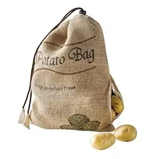 Gsd G S D Haushaltsgeräte Aufbewahrungsbeutel für Kartoffeln, Jute, Beige, 27.5 cm