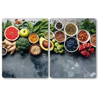 Herdabdeckplatten HEALTHY FOOD, 2er-Set, Glas, Kesper