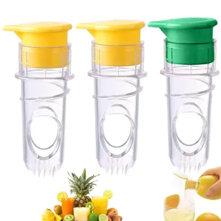 3 Stück Zitronen und Zitruspressen Set,Zitronensaft Ausgießer | Zitronenpresse mit Schraubverschluss,Wiederverwendbar Handpresse Zitronenausgießer,Saftpresse Zitrone zum Eindrehen