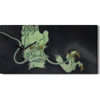 Küche Wohnzimmer Wand Leinwand Uhr 60x30 Malerei Abstrakte Asiatischer Drache - schwarze Hände