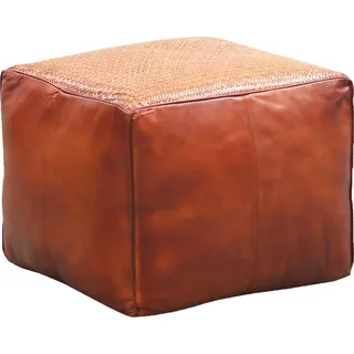 Vintage Pouf Sitzkissen Hocker aus Leder Griffit