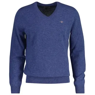 GANT Herren Extrafine Lambswool V-Neck Pullover, Stone Blue Melange, Large