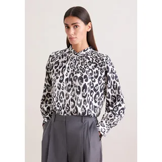 Klassische Bluse SEIDENSTICKER, Damen, Gr. XL (42), schwarz-weiß (off, weiß), 100% Viskose, gemustert, regular fit, Rundhals, Blusen Klassische Bluse, 1/1 Rundhals Druck