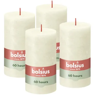 Bolsius Rustikale Stumpenkerze 13 cm beige 4 St.