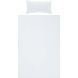 Erwin Müller Bettwäsche-Set Seersucker Uni Serie Rosenheim, Bettbezug, Kissenbezug weiß Größe 40x80 cm / 135x200 cm - pflegeleicht, bügelfrei, mit Reißverschluss