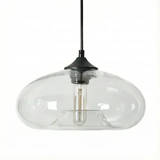 HJXDtech Einflammige Pendelleuchte mit Bunt Glas Lampenschirm, Vintage-Industriedesign, E27 Dekorative Hängelampe für Kücheninsel, Esstische, Esszimmer und Wohnzimmer (Klar)