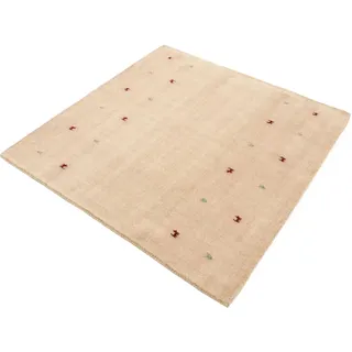 carpetfine Gabbeh Uni Wollteppich 150 x 150 cm Beige