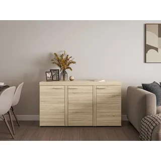AX LIVING Sideboard Wohnzimmer Spacoro 3T – Modern in Eiche Sonoma - Creme